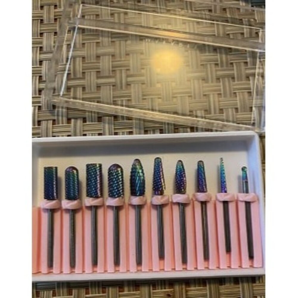 New Nail Drill Bits Set, 10Pcs Tungsten Carbide, Remove Acrylic Poly Nail Gel